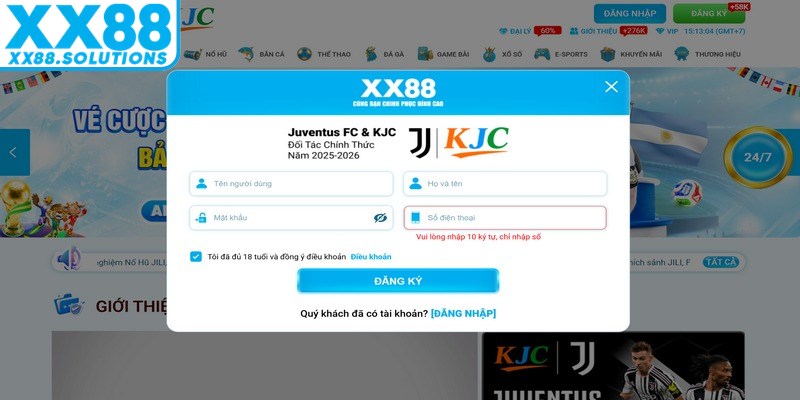 Lỗi không nhận được mã xác nhận khi đăng ký tài khoản XX88